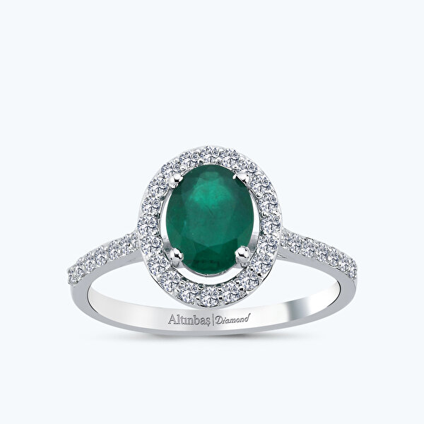 1.40 Karat Pırlanta Zümrüt Oval Yüzük