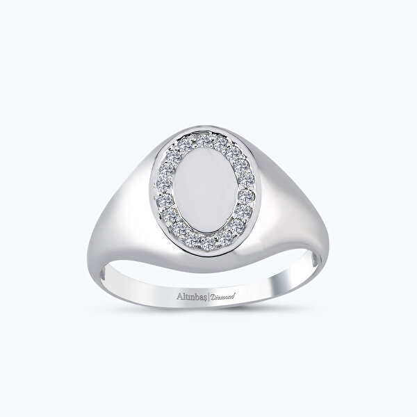 0.11 Karat Pırlanta Oval Bombeli Yüzük