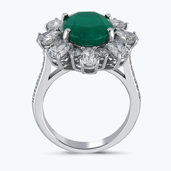 2.65 Karat Pırlanta Zümrüt Oval Yüzük