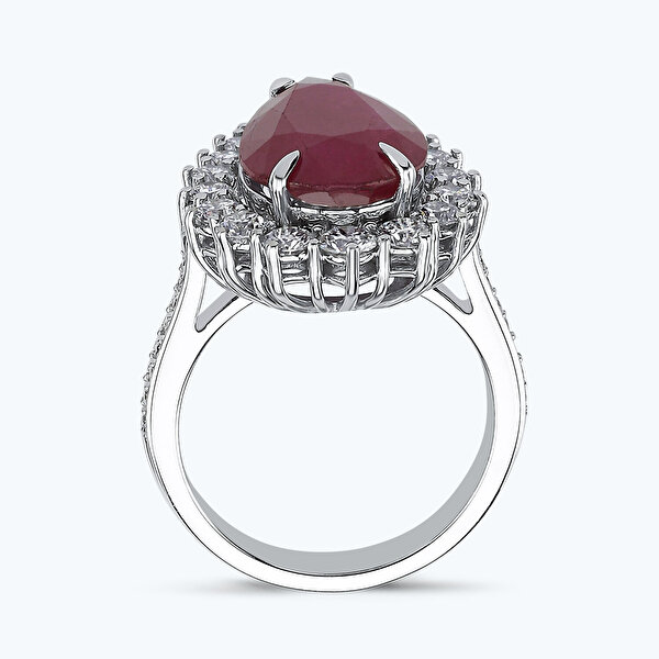 8.79 Karat Pırlanta Yakut Damla Yüzük