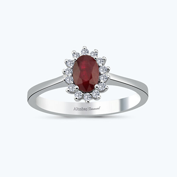 1.23 Karat Pırlanta Yakut Oval Yüzük