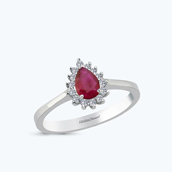 0.51 Karat Pırlanta Yakut Damla Yüzük