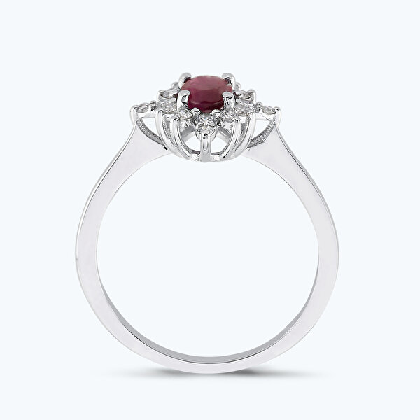 0.73 Karat Pırlanta Yakut Oval Yüzük