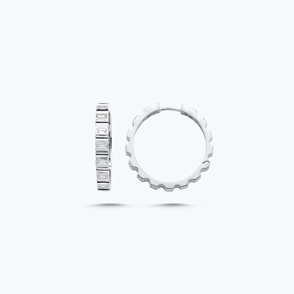 0.38 Karat Pırlanta Baget Küpe