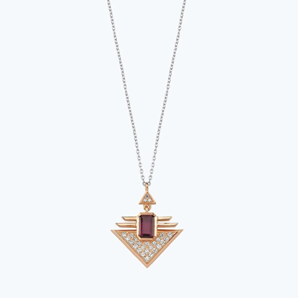 Pırlanta Rhodolite Taş Emerald Kolye