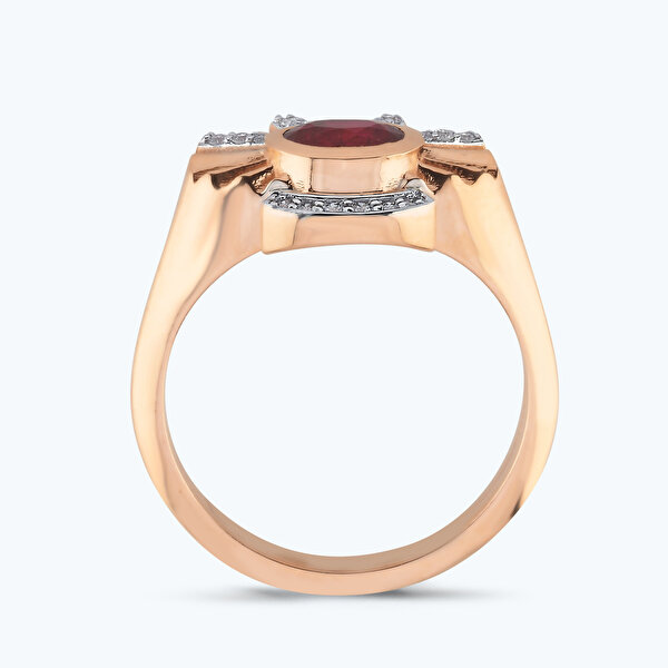 0.69 Karat Pırlanta Yakut Oval Yüzük