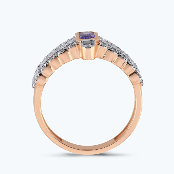 0.58 Karat Pırlanta Tanzanit Emerald Kesim Yüzük