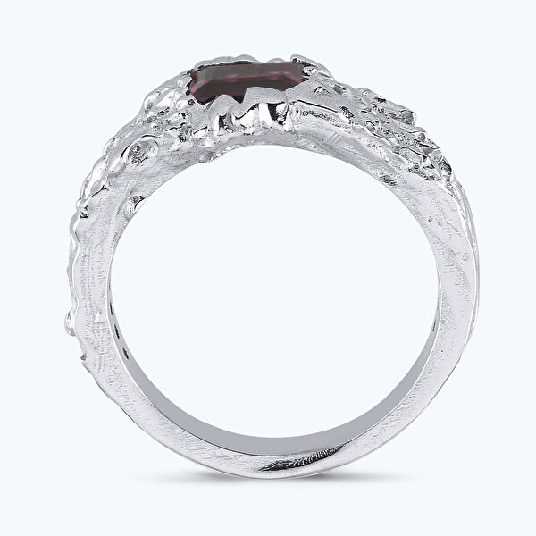 0.09 Karat Pırlanta Rhodolite Emerald Kesim Yüzük