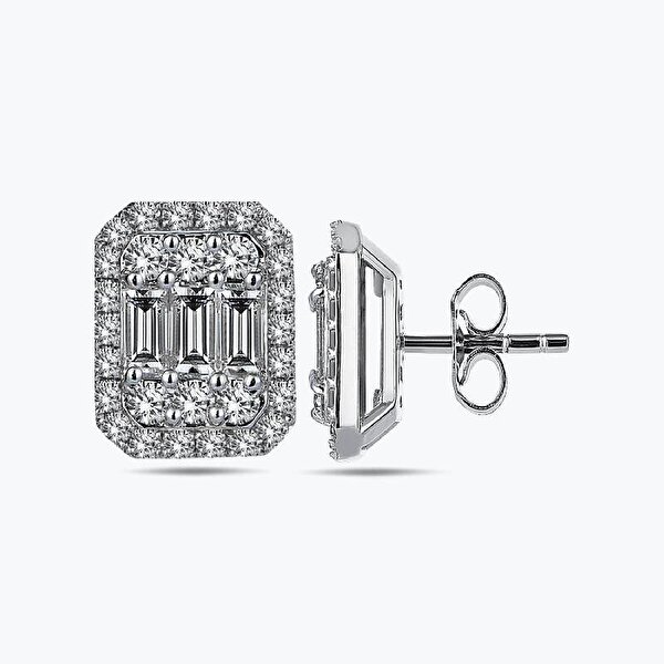 0.90 Karat Pırlanta Baget Küpe