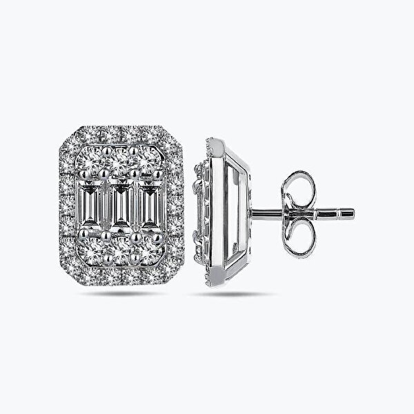 1.35 Karat Pırlanta Baget Küpe