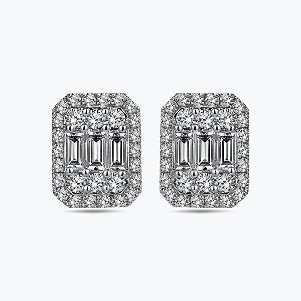 1.35 Karat Pırlanta Baget Küpe