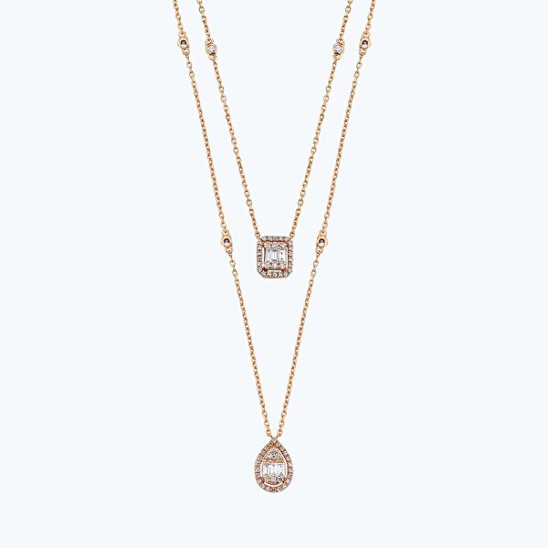 0.39 Karat Pırlanta Baget Kolye