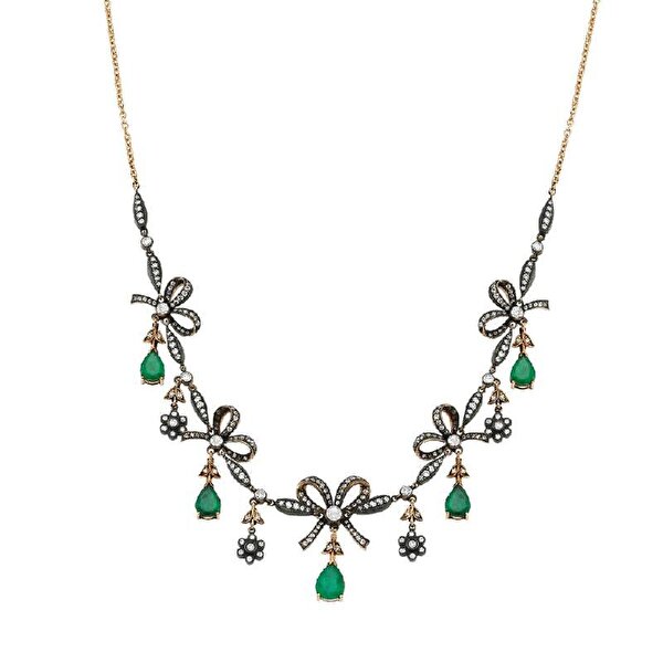 9.20 Karat Elmas Zümrüt Damla Gerdanlık