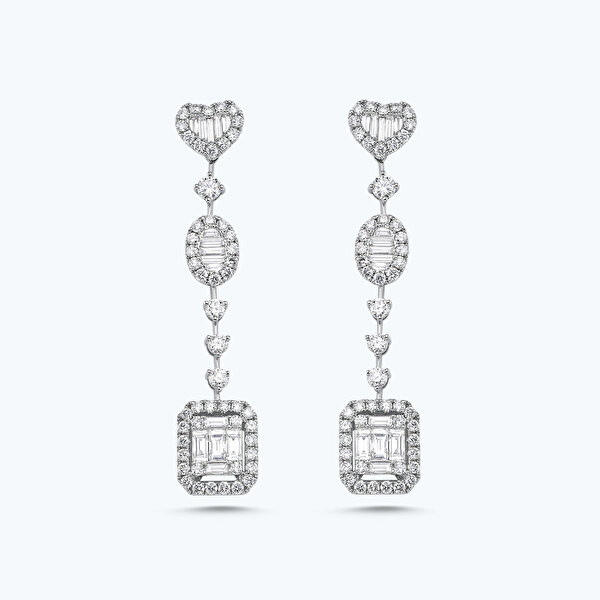 2.56 Karat Pırlanta Baget Küpe