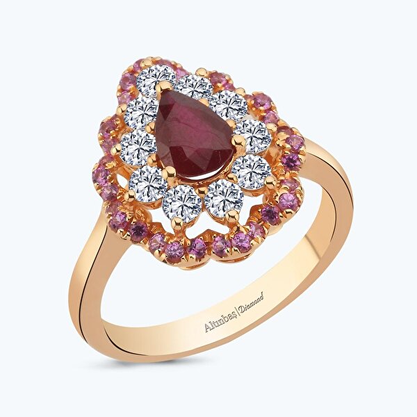 1.92 Karat Pırlanta Yakut Damla Yüzük