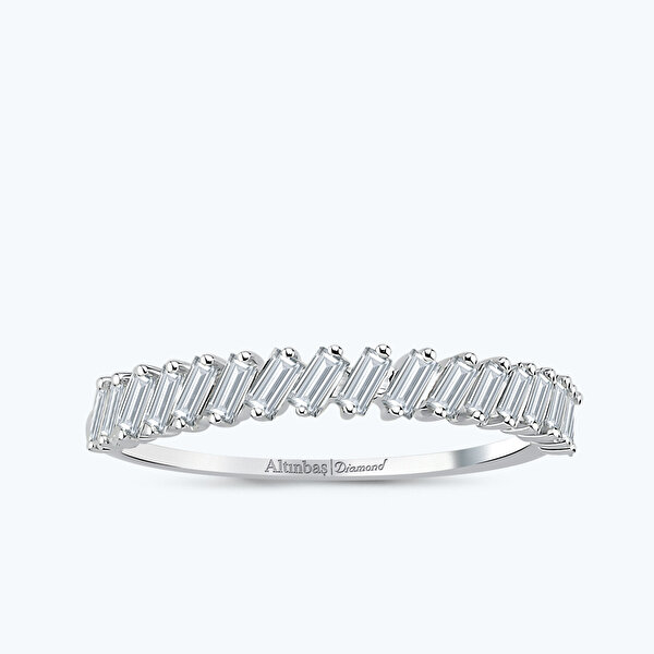 0.44 Karat Pırlanta Baget Taşlı Yarımtur Yüzük