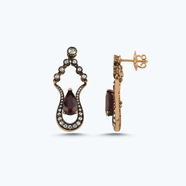 5.79 Karat Elmas Yakut Lale Damla Küpe