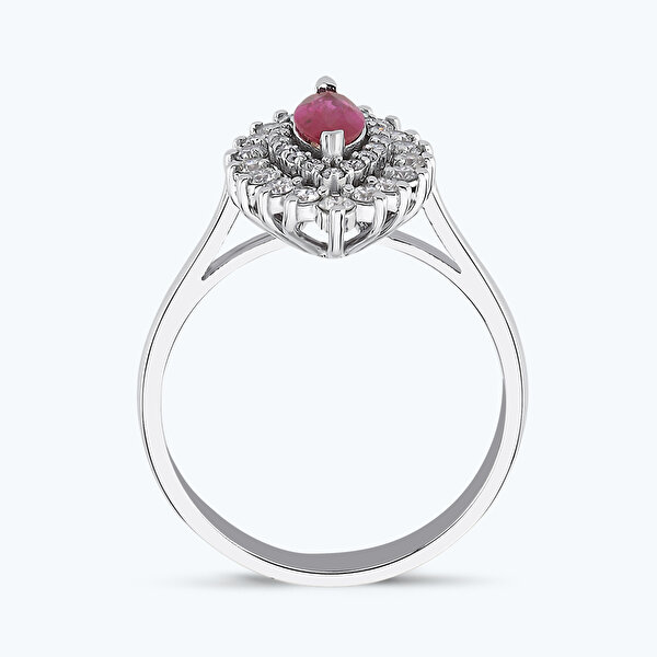 0.87 Karat Pırlanta Yakut Markiz Yüzük