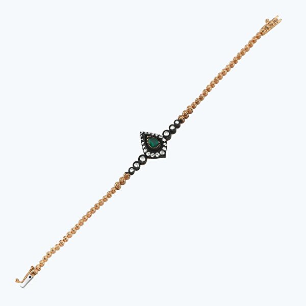 0.72 Karat Elmas Zümrüt Damla Bileklik