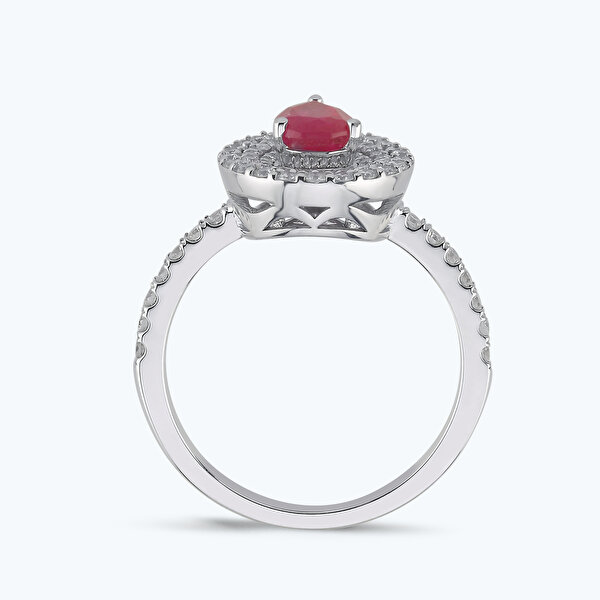 0.57 Karat Pırlanta Yakut Damla Yüzük