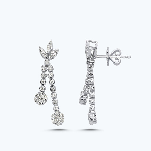 0.90 Karat Pırlanta Sallantılı Yuvarlak Küpe