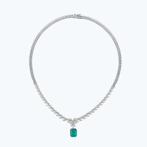 3.71 Karat Pırlanta Zümrüt Emerald Kesim Gerdanlık