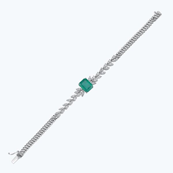 1.40 Karat Pırlanta Zümrüt Emerald Kesim Bileklik