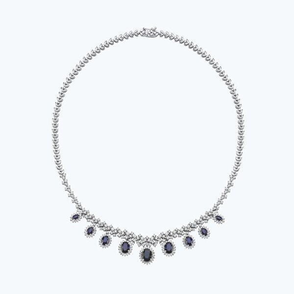 3.99 Karat Pırlanta Safir Oval Gerdanlık