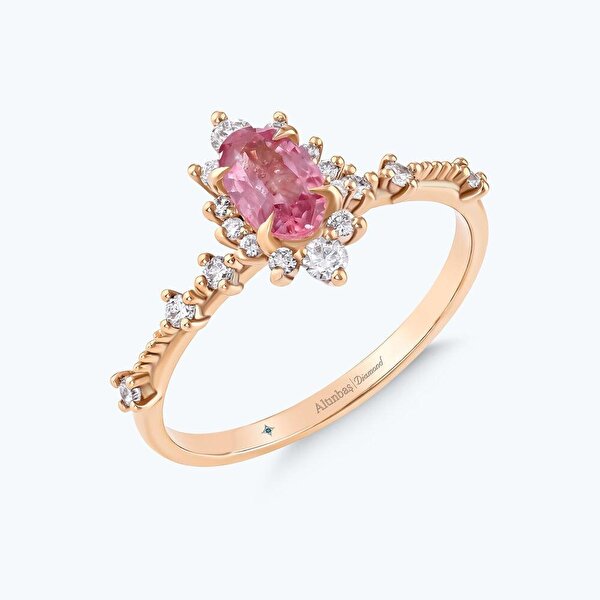 Pırlanta Pembe Safir Oval Yüzük