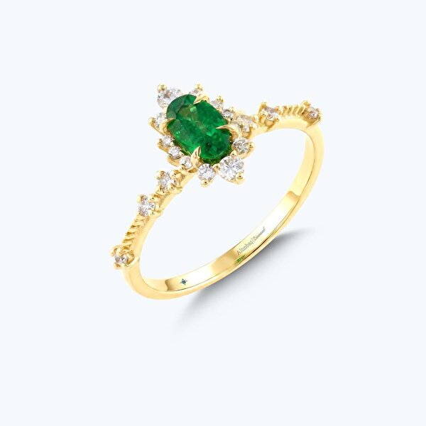 0.23 Karat Pırlanta Tsavorit Lotus Çiçeği Yüzük