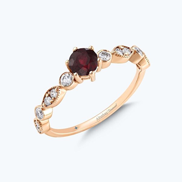 Pırlanta Rhodolite Taşlı Vintage Yüzük