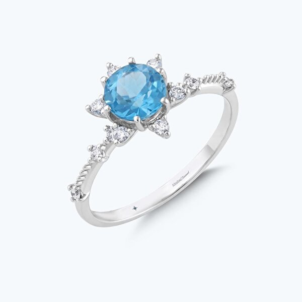 Pırlanta Mavi Topaz Vintage Yüzük