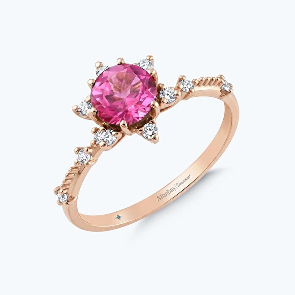 Pırlanta Pembe Safir Vintage Yüzük