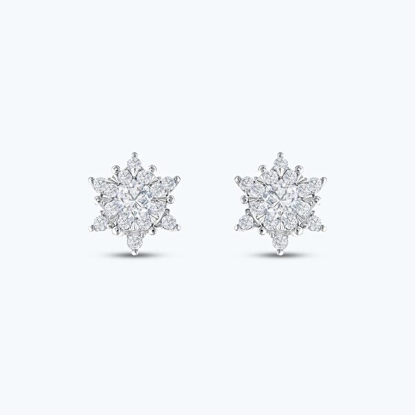 0.30 Karat Pırlanta Lotus Çiçeği Küpe