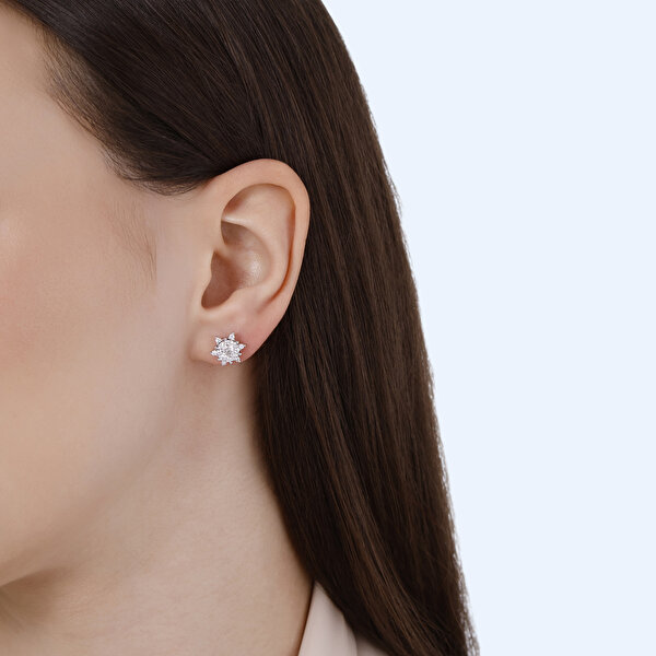 0.30 Karat Pırlanta Lotus Çiçeği Küpe