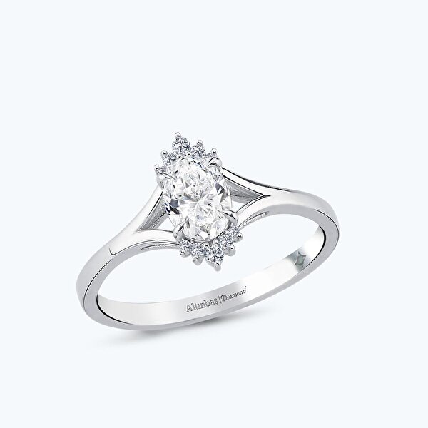 0.44 Karat Pırlanta Oval Tektaş Yüzük
