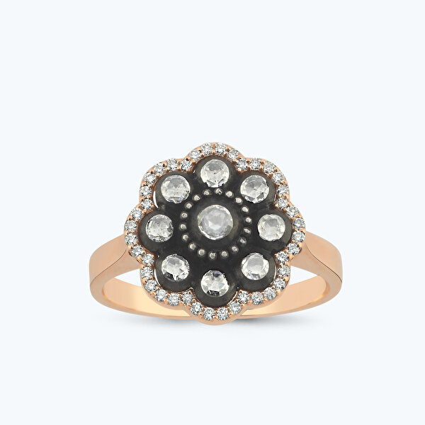 0.21 Karat Elmas Çiçek Yüzük