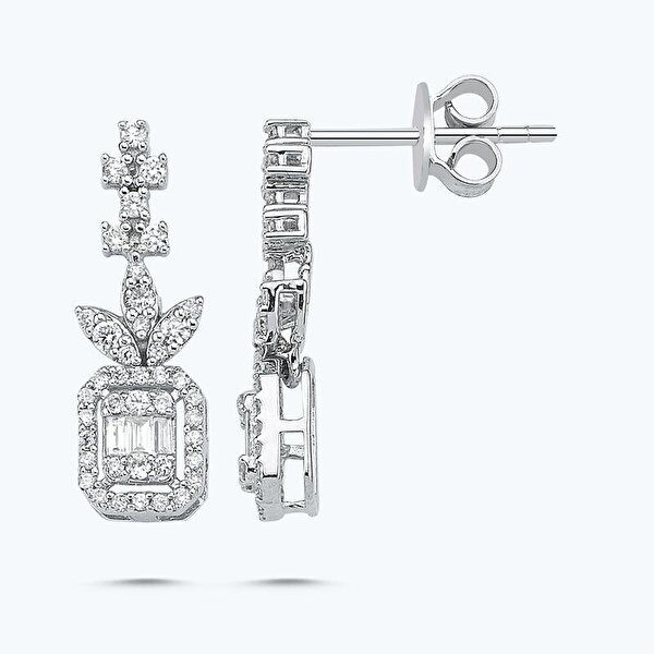 0.58 Karat Pırlanta Baget Küpe