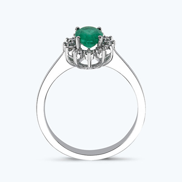 0.56 Karat Pırlanta Zümrüt Oval Yüzük