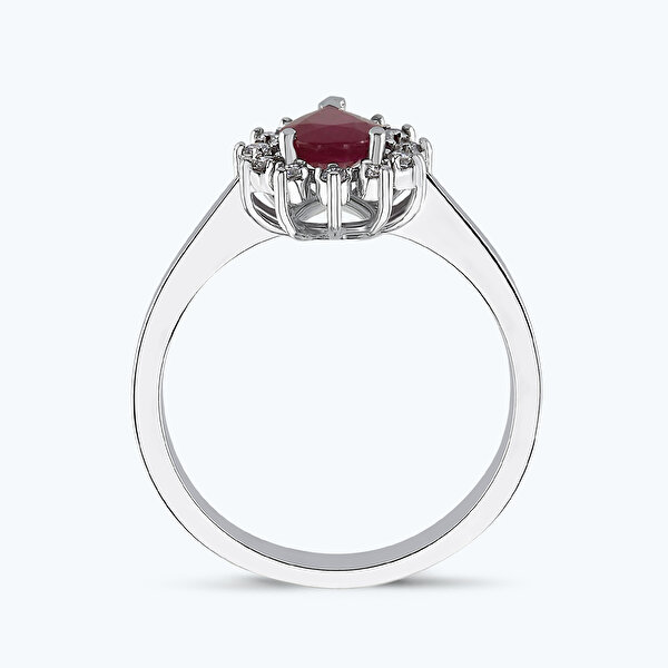 0.55 Karat Pırlanta Yakut Damla Yüzük