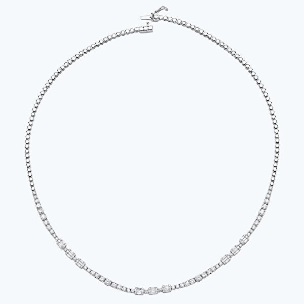 3.82 Karat Pırlanta Baget Taşlı Gerdanlık