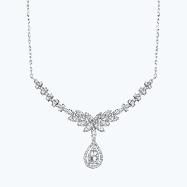 0.89 Karat Pırlanta Baget Damla Kolye