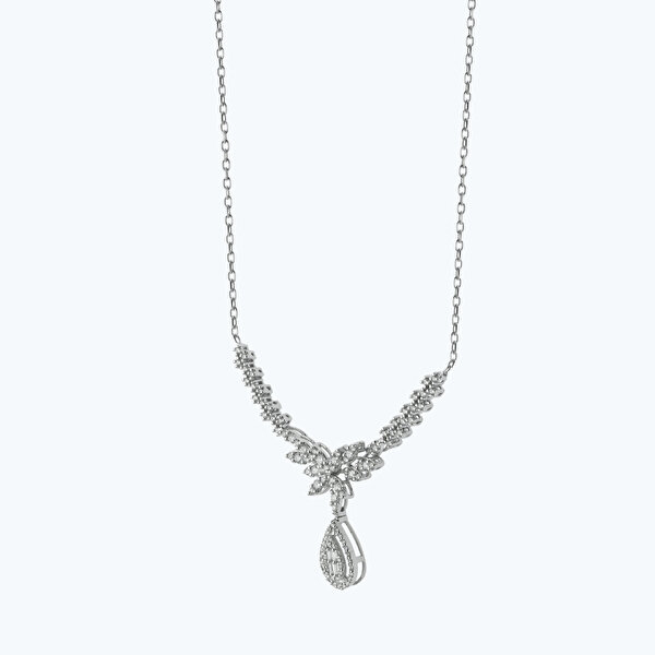 0.89 Karat Pırlanta Baget Damla Kolye