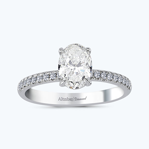 0.43 Karat Pırlanta Oval Kesim Tektaş Yüzük