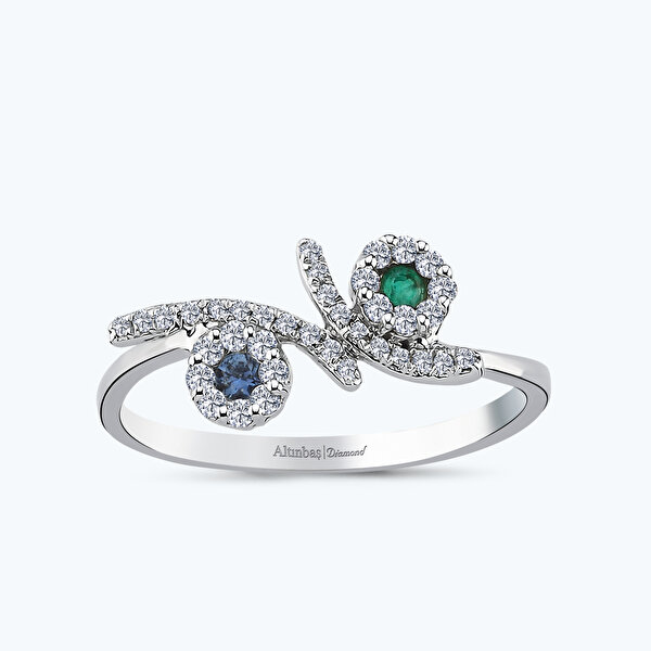 0.21 Karat Pırlanta Zümrüt Topaz Yüzük