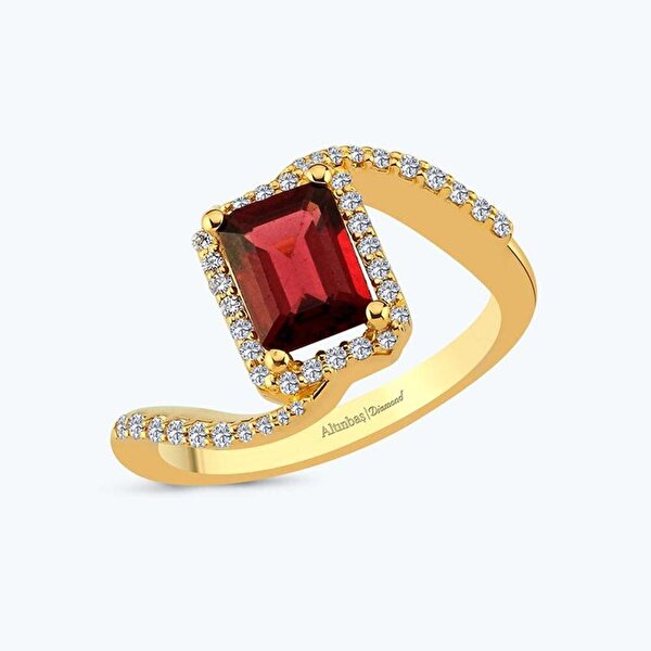 Pırlanta Turmalin Emerald Kesim Yüzük