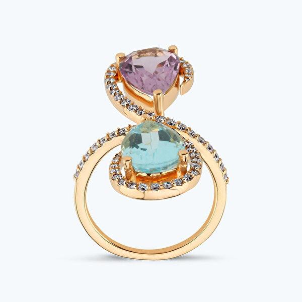 0.70 Karat Pırlanta Ametist Topaz Yüzük