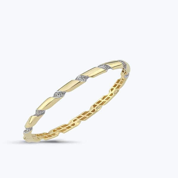 Altın Taşlı Kelepçe Bilezik