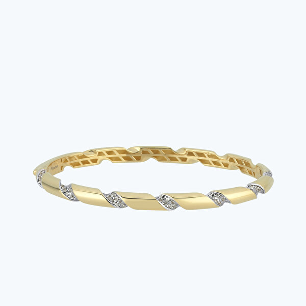 Altın Taşlı Kelepçe Bilezik