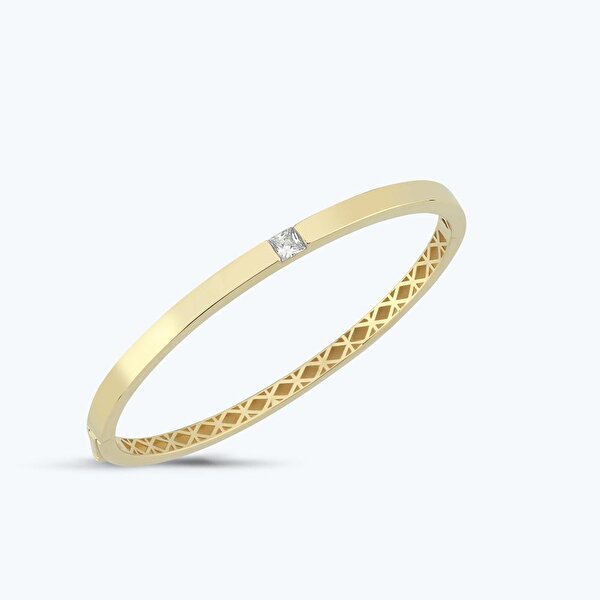 Altın Taşlı Kelepçe Bilezik